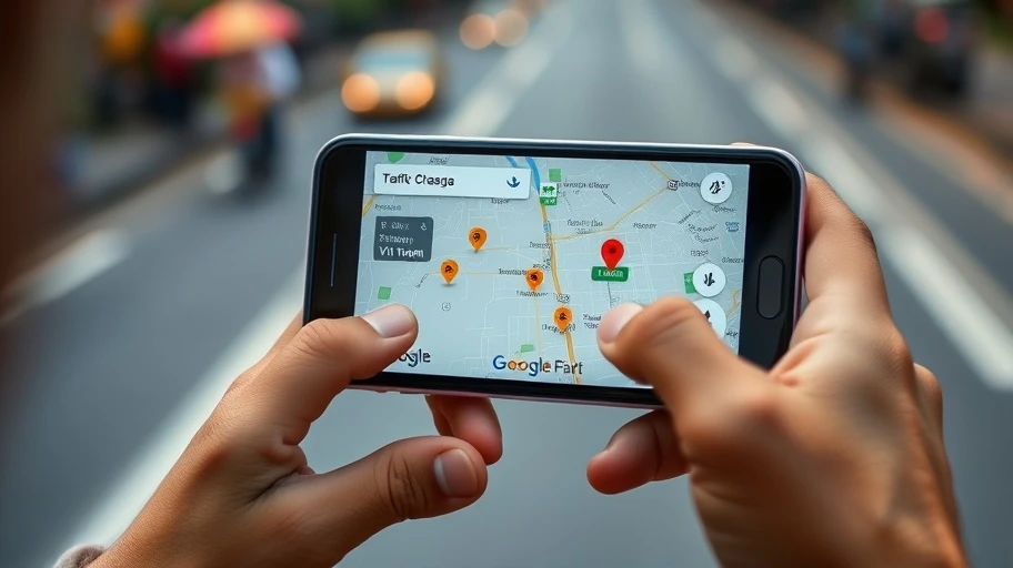 Ảnh về ứng dụng Google Maps hiển thị lớp giao thông tại Việt Nam