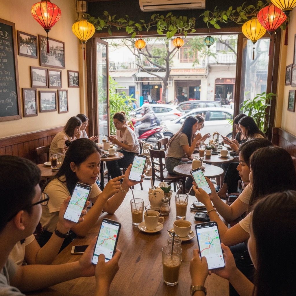 Cách người dùng tương tác với Google Traffic Information.