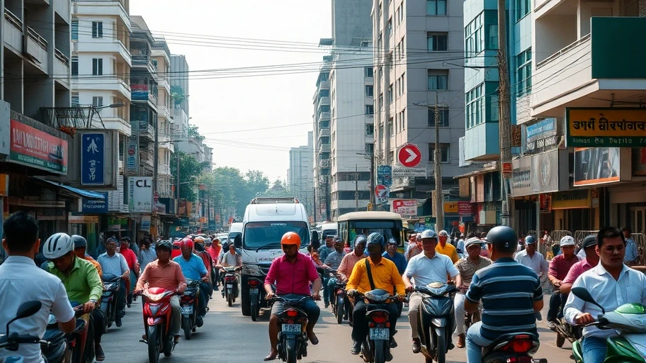 Cảnh giao thông sôi động tại Yangon với sự hỗ trợ của Google Traffic Map.