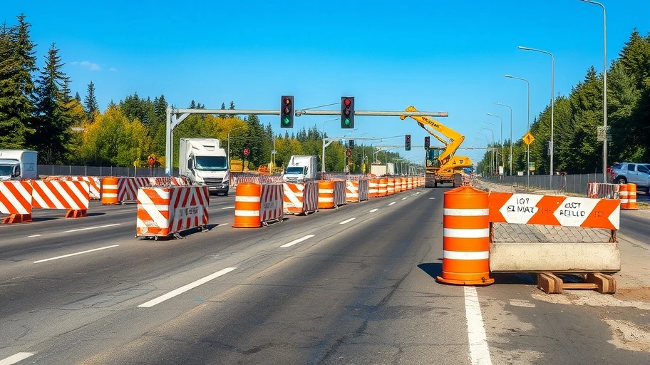 Công trường xây dựng mở rộng đường ở Edmonton.