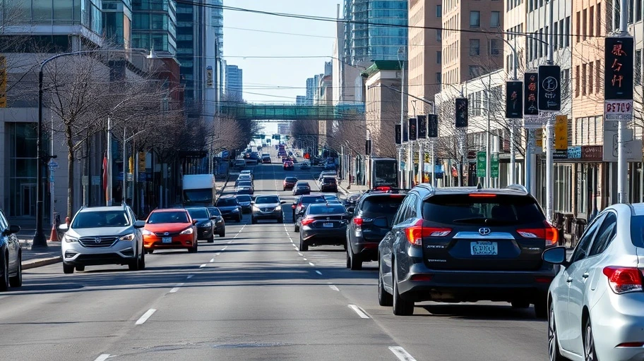 Dòng xe cộ trong giờ cao điểm tại Edmonton.