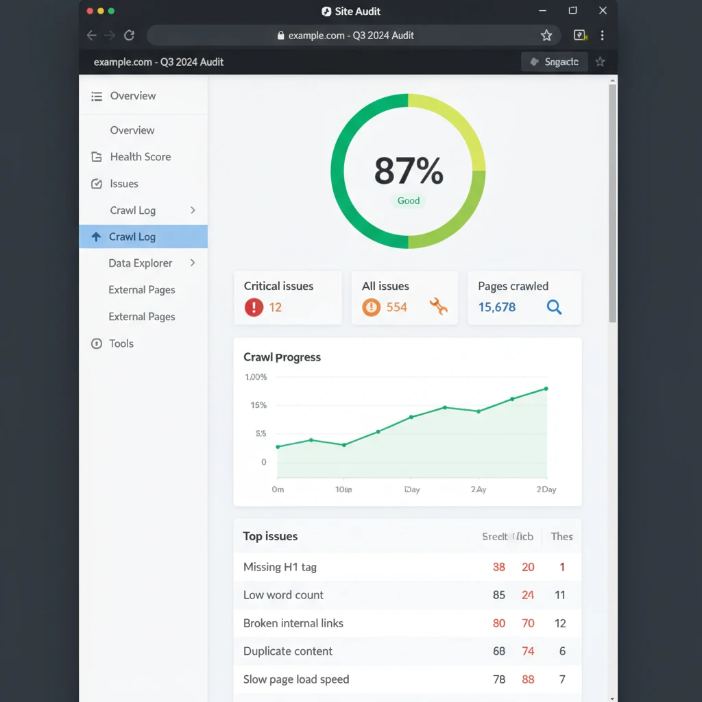 Giao diện SEO Audit trong ahref
