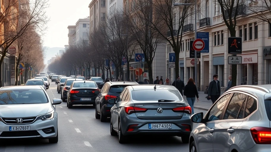 Giao thông buổi sáng tại Tirana