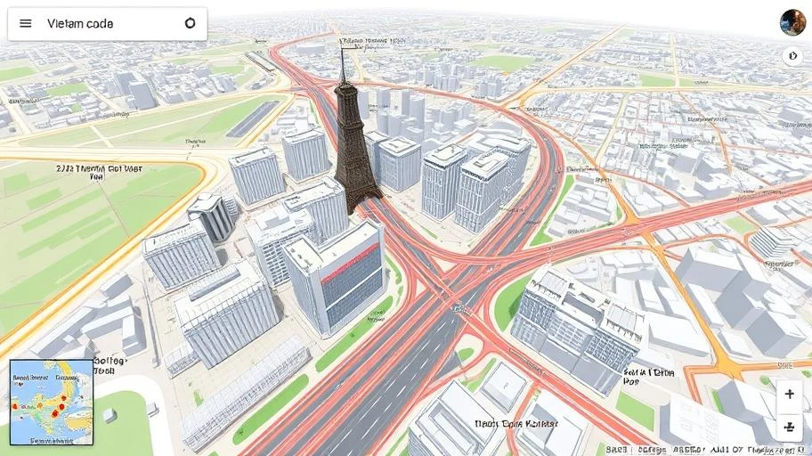 Hình ảnh bản đồ Google với giao thông 3D tại Việt Nam.
