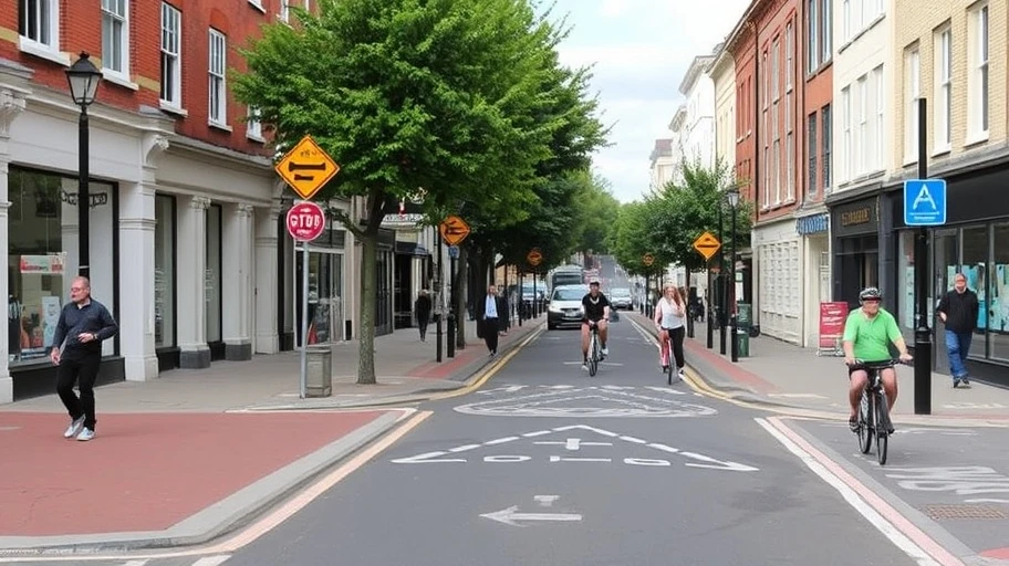 Hình ảnh đường phố Exeter với thay đổi giao thông