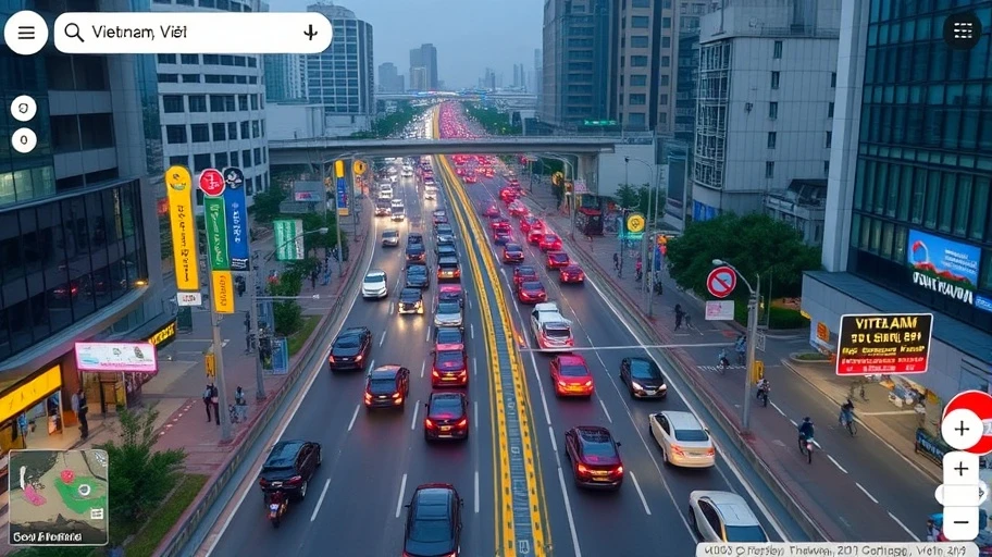 Hình ảnh tích hợp dữ liệu giao thông thời gian thực trong Google Maps.