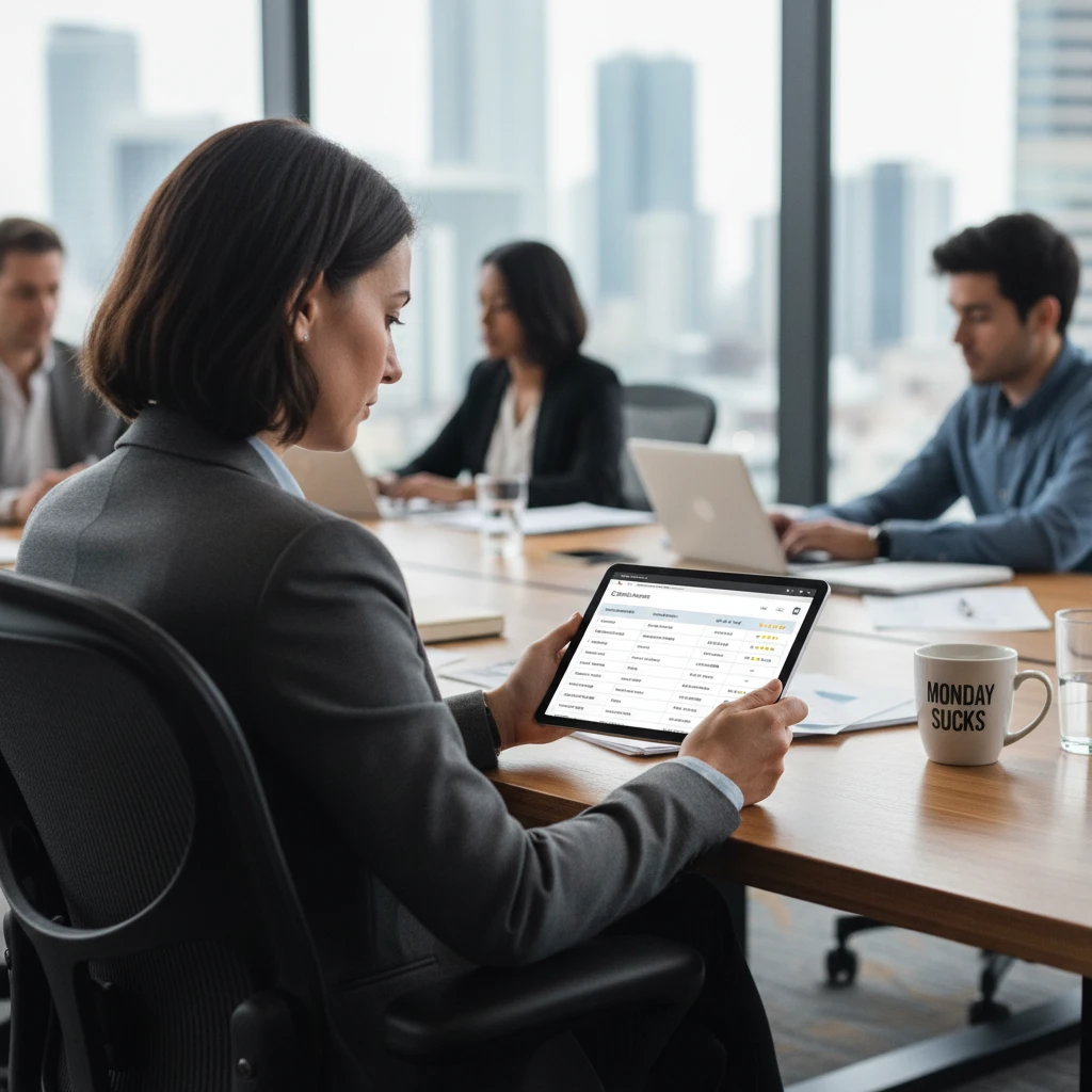 Người đang so sánh các nhà cung cấp dịch vụ SEO trên máy tính bảng.