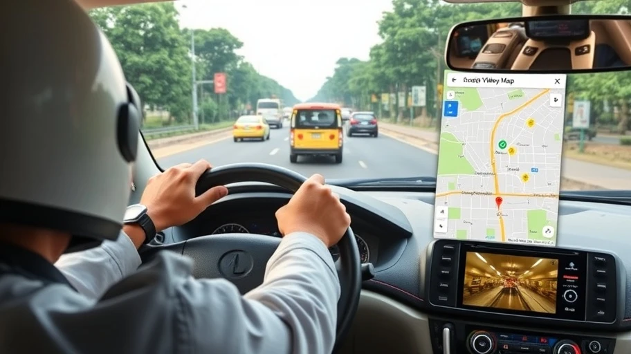Người lái xe kiểm tra chỉ báo giao thông màu vàng trên Google Maps