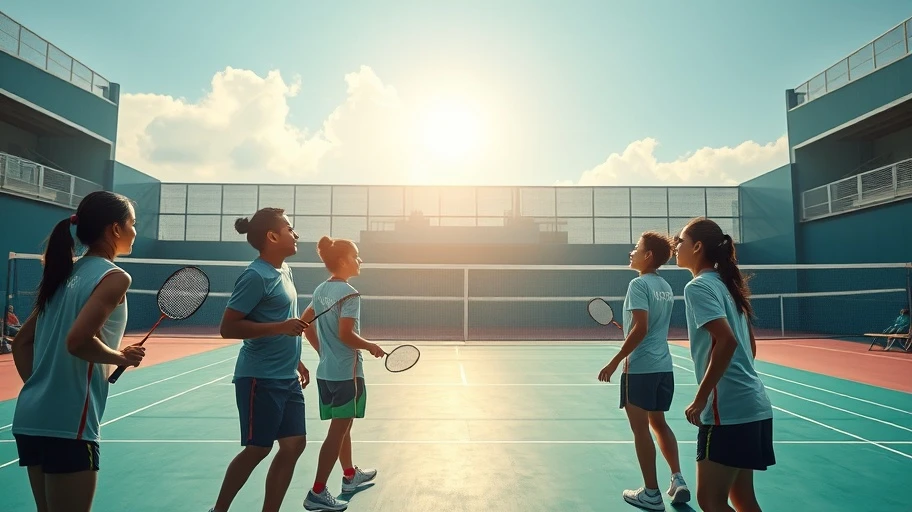 Seo Seung-jae và Kim Won-ho nhìn về phía trước trên sân cầu lông