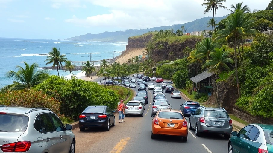 Tắc nghẽn giao thông do mùa du lịch ở Kauai