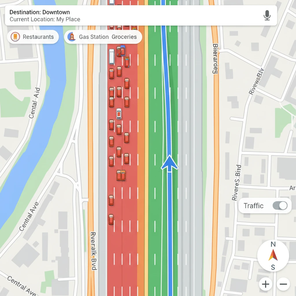 Tính năng Google Maps cung cấp thông tin giao thông.